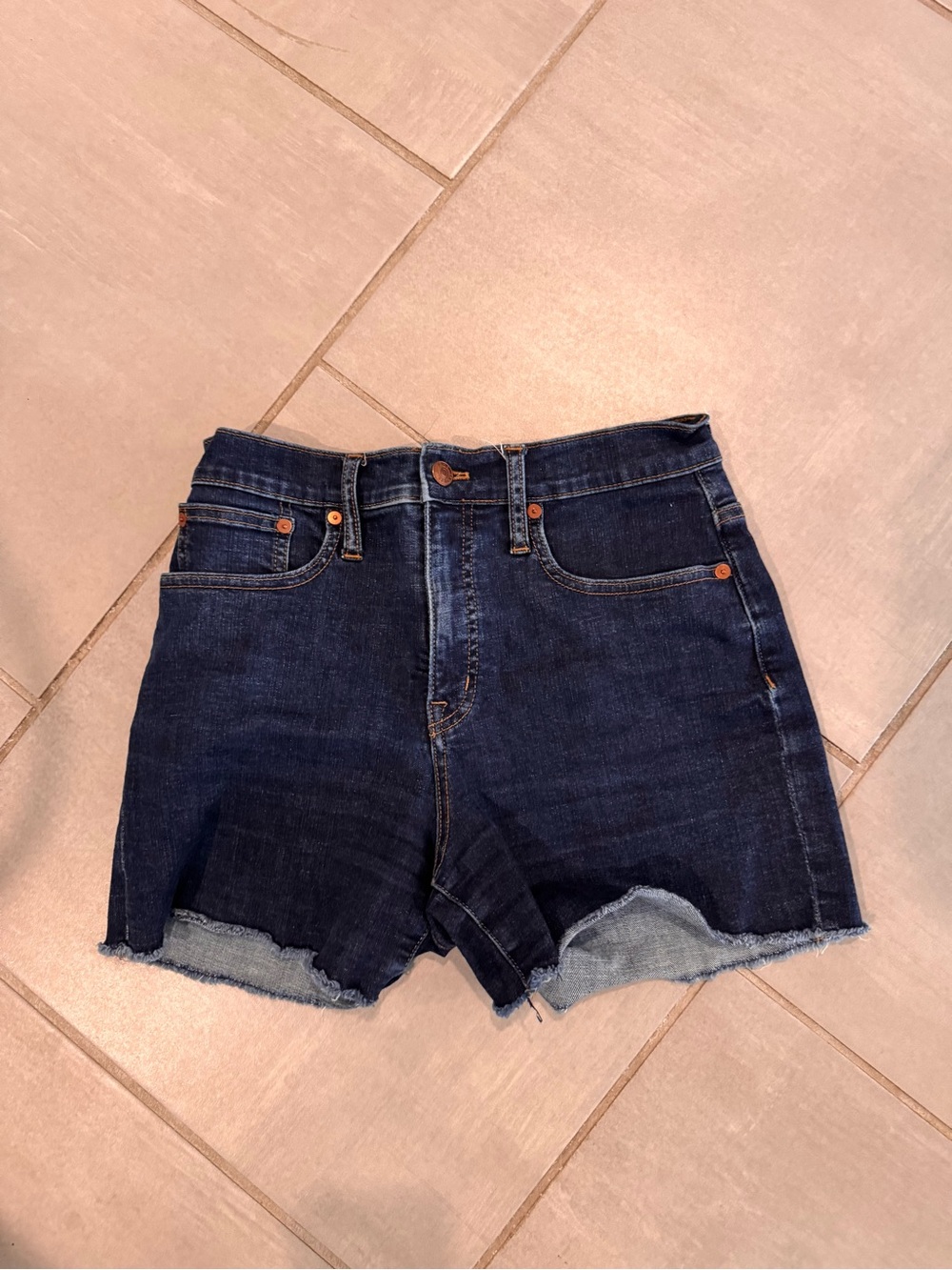 Madewell Dark Blue High-Rise Denim Cutoff Shorts